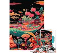 Puzzle de 1000 pièces pour Adultes Baleine psychédélique en Fleurs Jeu d'assemblage Manuel Interaction Parent-Enfant (38x26cm)