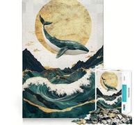 Puzzle de 1000 pièces pour Adultes Baleine sautant par-Dessus Les Vagues Jeu de mémoire Amusant et précis Pièces Robustes et nettes Cadeau Unique pour soulager Le Stress (50x75cm)