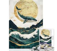 Puzzle de 1000 pièces pour Adultes Baleine sautant par-Dessus Les Vagues Jeu de réflexion Stimulant Décoration Murale Renforce l'amour Entre Les Couples (38x26cm)