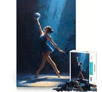 Puzzle de 1000 pièces pour Adultes : Ballerine avec Balle sous lumière Bleue Jeu d'articulation Propre et Amusant Activité relaxante pour Un Anniversaire (38x26cm)