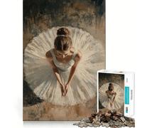 Puzzle de 1000 pièces pour Adultes Ballerine en Tutu Blanc Jeu d'articulation précis Jeu de Concentration Cadeau Amusant et Facile à réaliser Décoration de Noël (50x75cm)