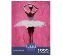 Puzzle De 1000 Pièces pour Adultes Ballet Dancer in Pink Expressive Ballerina Painting Puzzles pour Adultes Jeux De Famille Découpe De Précision Cadeaux Uniques d'anniversaire Et De Noël 38x26cm/1000