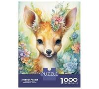 Puzzle De 1000 Pièces pour Adultes Bambi in Flower Garden Puzzles pour Adolescents Jeu Manuel Défi Difficile Cadeau d'anniversaire, Cadeaux, 38x26cm/1000pcs