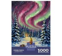 Puzzle De 1000 Pièces pour Adultes, Banana Sleigh Ride Under Aurora Borealis, Divertissement Intérieur, Divertissement D’Hiver, Pièces Durables, 52x38cm/1000pcs
