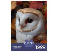 Puzzle De 1000 Pièces pour Adultes Barn Owl Portrait in Autumn Leaves Puzzles pour Adolescents Cadeau d'anniversaire Stimule Le Cerveau Jeu Stimulant Cadeaux 38x26cm/1000pcs