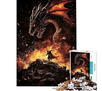 Puzzle de 1000 pièces pour Adultes Bataille épique Entre Un Dragon et Un Chevalier Puzzle pour Adolescents Jouet Anti-Stress Amusant et divertissant à Faire à la Maison (50x75cm)