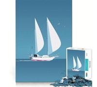 Puzzle de 1000 pièces pour Adultes Bateau à Voile Jeu d'articulation Fine et Amusant Défi Intelligent Jeu Calme et divertissant Cadeau d'anniversaire ou Loisir (38x26cm)