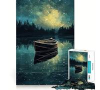 Puzzle de 1000 pièces pour Adultes Bateau dans la Nuit,décoration soignée,Jeu cognitif et Amusant,Jeu de Paix,activité d'anniversaire (38x26cm)