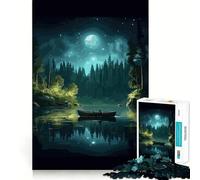 Puzzle de 1000 pièces pour Adultes Bateau dans la Nuit,pièces aux Formes nettes,activité stimulante pour Le Cerveau,Moment de détente et de Divertissement,Cadeau Artistique d'anniversaire (38x52cm)