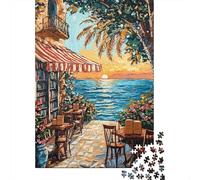 Puzzle De 1000 Pièces pour Adultes Beachside Café Sunset Puzzles pour Adultes - Décoration Murale - Décoration Intérieure - Cadeaux Uniques d'anniversaire Et De Noël 70x50cm/1000pcs