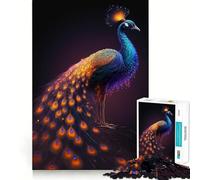 Puzzle de 1000 pièces pour adultes, beau paon, articulations précises, plaisir de jeu, cadeau de jeu intelligent, temps de jeu relaxant, décoration d'anniversaire (50 x 75 cm)