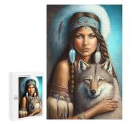 Puzzle de 1000 pièces pour Adultes - Beauté Indienne et Loup, Citations inspirantes amérindiennes, Puzzle pour Jeux en Famille, Puzzle à Offrir, 50 x 70 cm