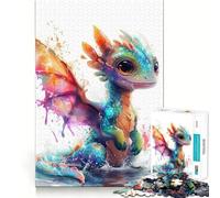 Puzzle de 1000 pièces pour Adultes Bébé Dragon coloré Décoration soignée Jeu de réflexion Cadeau d'anniversaire Artistique (38x52cm)