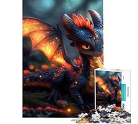 Puzzle de 1000 pièces pour Adultes Bébé Dragon de feu Mignon Défi intellectuel Jouet addictif Jeu Amusant Activités familiales Cadeau de Père Noël Secret (Dimensions 38x26cm)