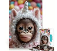 Puzzle de 1000 pièces pour Adultes,bébé Orang-outan,Costume de Licorne,découpe précise,Jeu de réflexion Amusant,Cadeau de détente et de Divertissement,Cadeau d'anniversaire (50x75cm)