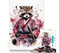 Puzzle de 1000 pièces pour Adultes Bébé Raton Laveur samouraï Ajustement Parfait Défi cérébral Artistique Jeu Amusant et réparateur Cadeau d'anniversaire pour l'esprit (50x75cm)