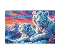 Puzzle De 1000 Pièces pour Adultes Bébé Tigre Blanc enneigé 1000 PCS 75x50cm Impression Vive Non Décolorable Art Mural Encadrable Idéal pour Salon Chambre À Coucher