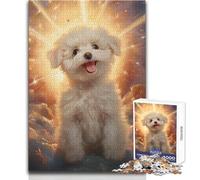 Puzzle de 1000 pièces pour Adultes - Bichon frisé Souriant au Paradis - Jeu éducatif et Amusant pour Toute la Famille - Cadeau Artistique - Dimensions : 50x75cm