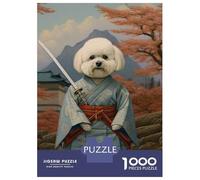 Puzzle De 1000 Pièces pour Adultes Bichon Frise The Samurai Jeu De Réflexion Casse-tête Décoration Intérieure Cadeaux Uniques d'anniversaire Et De Noël 52x38cm/1000pcs