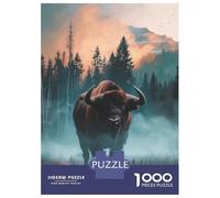 Puzzle De 1000 Pièces pour Adultes Bison in Misty Forest Puzzle, Jouet, Décoration Murale, mais Aussi Amusant Et Humoristique, Activités À La Maison, 70x50cm/1000pcs