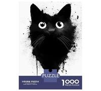 Puzzle De 1000 Pièces pour Adultes Black Cat Ink Splatter Puzzle pour Adolescents - Niveau Difficile - Chaque Pièce Est Unique - Jeu Amusant Et Stimulant pour Toute La Famille 38x26cm/1000pcs