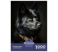 Puzzle De 1000 Pièces pour Adultes Black & Gold Husky Jeu De Réflexion Casse-tête Décoration Intérieure Cadeaux Uniques d'anniversaire Et De Noël 70x50cm/1000pcs
