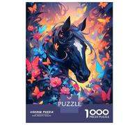 Puzzle De 1000 Pièces pour Adultes Black Horse Neighs Puzzle pour Adolescents Analyse Et Logique Aide À Stimuler Le Cerveau Idéal comme Cadeau pour Toute La Famille 70x50cm/1000pcs