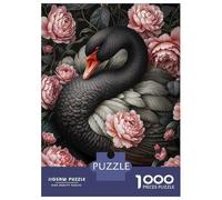 Puzzle De 1000 Pièces pour Adultes Black Swan and Roses Puzzles pour Adolescents Jeu Manuel Défi Difficile Cadeau d'anniversaire, Cadeaux, 38x26cm/1000pcs