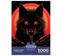 Puzzle De 1000 Pièces pour Adultes Black Wolf Sunset Puzzle pour Adultes Jeu De Réflexion Jeu De Détente pour Passer Le Temps Interaction Parent-Enfant 38x26cm/1000pcs