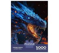 Puzzle De 1000 Pièces pour Adultes Blue Dragon Fire Breath Puzzle pour Adultes, Jeu De Réflexion pour Améliorer La Mémoire, Cadeau pour Les Amis Et La Famille 70x50cm/1000pcs