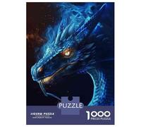 Puzzle De 1000 Pièces pour Adultes Blue Fire Dragon Art Print Puzzle pour Adolescents - Niveau Difficile - Chaque Pièce Est Unique - Jeu Amusant Et Stimulant pour Toute La Famille 70x50cm/1000pcs