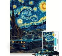 Puzzle de 1000 pièces pour Adultes BMW E Nuit étoilée Art Bords Nets,Jeu de logique,Jeu d'adresse,Décoration de Noël (38x26cm)
