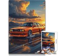 Puzzle de 1000 pièces pour Adultes - BMW E Orange au Coucher du Soleil - Jeu de réflexion Familial - Analyse et logique - Dimensions : 50x75cm
