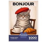 Puzzle De 1000 Pièces pour Adultes Bonjour Mon Amour Cat Puzzle pour Adolescents Analyse Et Logique Aide À Stimuler Le Cerveau Idéal comme Cadeau pour Toute La Famille 52x38cm/1000pcs