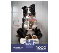 Puzzle De 1000 Pièces pour Adultes Border Collie on Toilet Puzzles pour Adultes Vacances À La Maison Tue-t-il Le Temps Chaque Pièce Est Unique - Un pour Les Joueurs 70x50cm/1000pcs