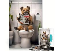 Puzzle de 1000 pièces pour Adultes Border Terrier aux Toilettes Décoration soignée Jeu Amusant et Relaxant pour Un Anniversaire ou Un Loisir (38x26cm)