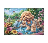 Puzzle De 1000 Pièces pour Adultes Bordure Fleurie Caniche 1000 PCS 75x50cm Activité Team Building pour Collègues De Bureau Jeu De Groupe Amusant Améliore La Collaboration