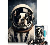 Puzzle de 1000 pièces pour Adultes Boston Terrier Astronaute Jeu de Concentration Cadeau Amusant et Facile à réaliser Décoration de Noël (50x75cm)