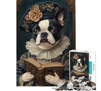 Puzzle de 1000 pièces pour Adultes Boston Terrier Érudit de la Renaissance Jeu Manuel pour Adultes Améliore la mémoire Cadeau Unique pour Un Anniversaire ou Noël (Dimensions 75x50cm)