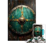 Puzzle de 1000 pièces pour Adultes Bouclier Viking Mural Jeu Anti-Stress Décoration Murale Défi éducatif (Dimensions 38x52cm)