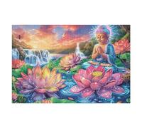 Puzzle De 1000 Pièces pour Adultes Bouddha Lotus Zen 1000 PCS 75x50cm Durable Réutilisable Cadeau d'anniversaire Parfait pour Amateurs De Puzzle Famille Amis