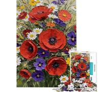 Puzzle de 1000 pièces pour Adultes Bouquet de Coquelicots et de Marguerites Jeu Relaxant Cadeau d'anniversaire Difficile et Stimulant (Taille 38x52cm)