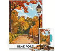 Puzzle de 1000 pièces pour Adultes Bradford Chemin d'automne Décoration découpée avec précision Jouet d'entraînement à la réflexion Jeu de Loisirs pour Les Moments de détente Cadeau Festif (38x52cm)