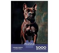 Puzzle De 1000 Pièces pour Adultes Brown Pitbull Portrait Puzzles pour Adultes - Jeu De Réflexion Amusant Et Humoristique, Difficile Et Stimulant 38x26cm/1000pcs