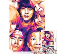 Puzzle de 1000 pièces pour Adultes BTS WPAP décoration intérieure Jouet Cadeau pour Femmes et Hommes Jeu Impossible avec Poster et fiche de Questions Assortis Dimensions 38x26cm