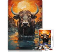 Puzzle de 1000 pièces pour Adultes - Buffle d'Afrique - Jeu éducatif - Activités familiales - Idée Cadeau de Noël Secret - Dimensions : 38x52cm