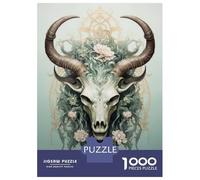 Puzzle De 1000 Pièces pour Adultes Bull Skull Wall Art Print Puzzle pour Adolescents : Améliore La Mémoire, Activités Ludiques À La Maison, Cadeaux Anti-Stress 38x26cm/1000pcs