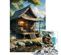 Puzzle de 1000 pièces pour Adultes Cabane enchantée Fantastique Jeu Manuel d'assemblage de Motifs Interaction Parent-Enfant (Dimensions 38x26cm)