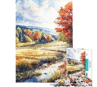 Puzzle de 1000 pièces pour Adultes cabane Rustique d'automne Jeux pour Adolescents et Adolescents Jeu Familial décoration intérieure Difficile et Stimulant (Taille 38x52cm)