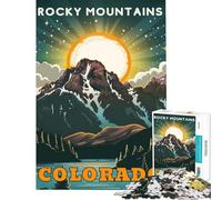 Puzzle de 1000 pièces pour Adultes Cadeau Affiche de Voyage des Montagnes Rocheuses du Colorado Stimule Le Cerveau Tout en s'amusant Jeu éducatif et Humoristique pour Les 14 Ans et Plus (50x75cm)